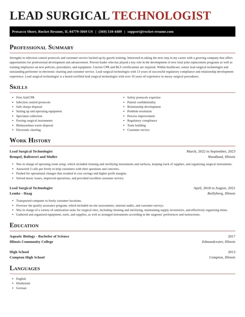 lead surgical technologist healthcare resume exquisite template 2 exq