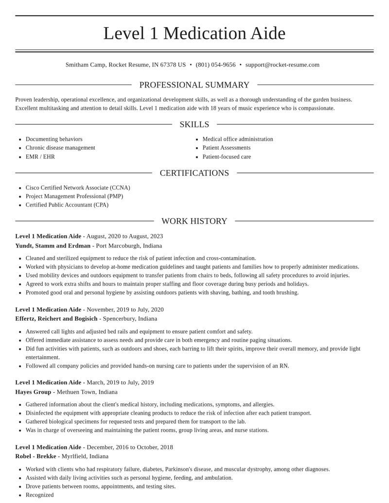 level 1 medication aide healthcare resume elegant template 0 ele