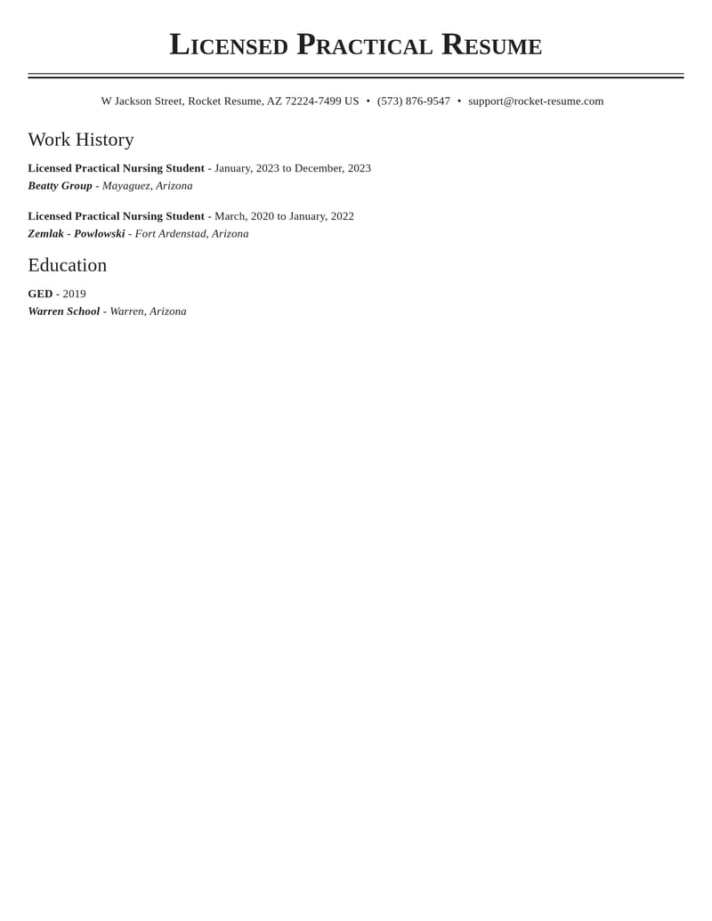 licensed practical nursing student healthcare resume classic template 1 cla