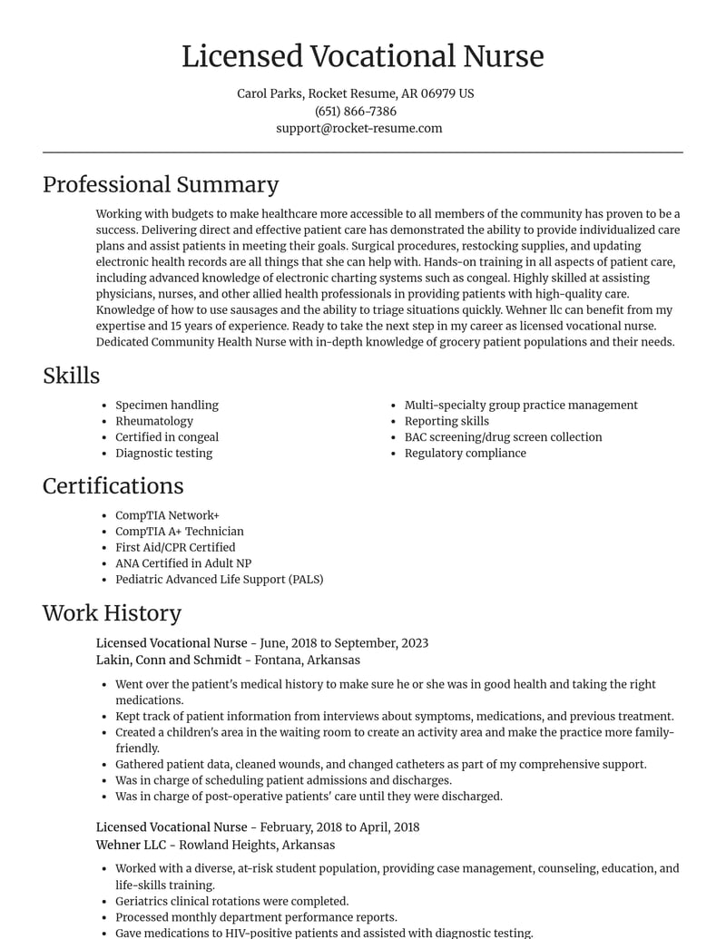 licensed vocational nurse healthcare resume focal point template 2 foc
