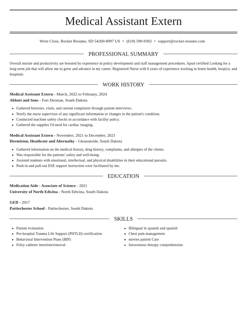 medical assistant extern healthcare resume elegant template 2 ele