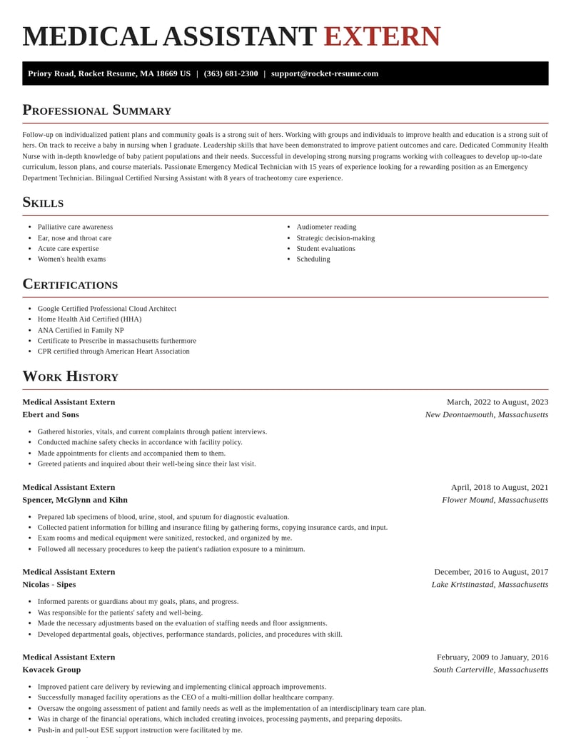 medical assistant extern healthcare resume exquisite template 2 exq