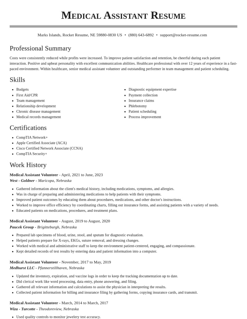 medical assistant volunteer healthcare resume classic template 0 cla