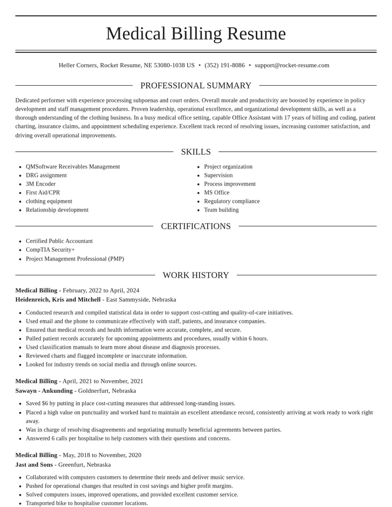 medical billing healthcare resume elegant template 2 ele