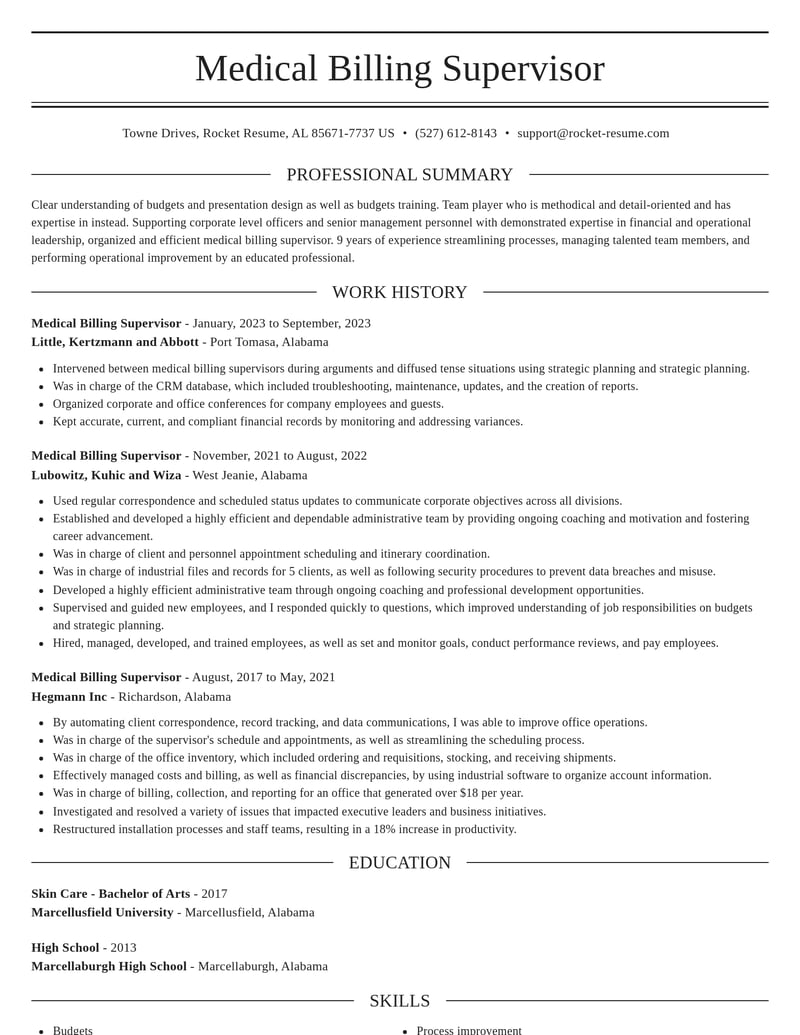medical billing supervisor healthcare resume elegant template 0 ele