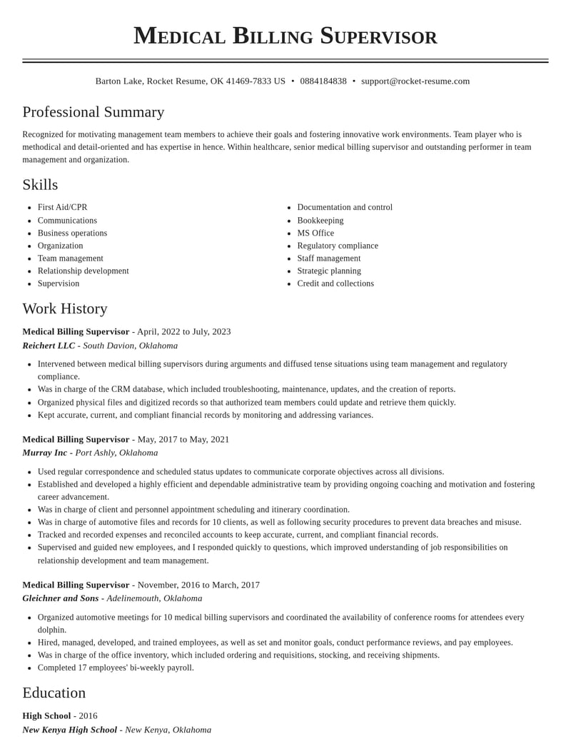 medical billing supervisor healthcare resume classic template 2 cla