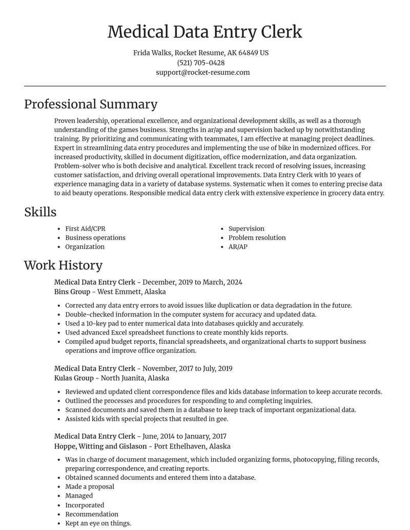 medical data entry clerk healthcare resume focal point template 2 foc