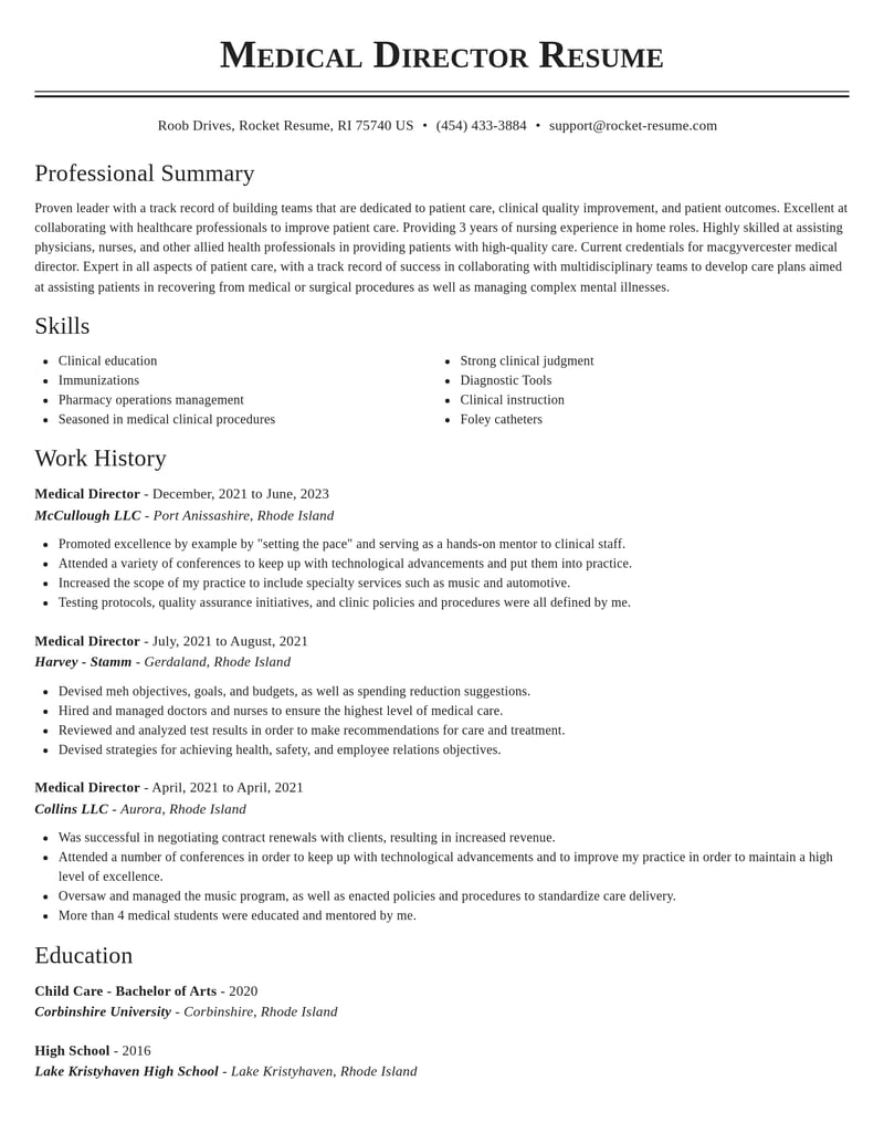 medical director healthcare resume classic template 1 cla