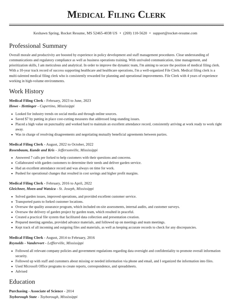 medical filing clerk healthcare resume classic template 2 cla