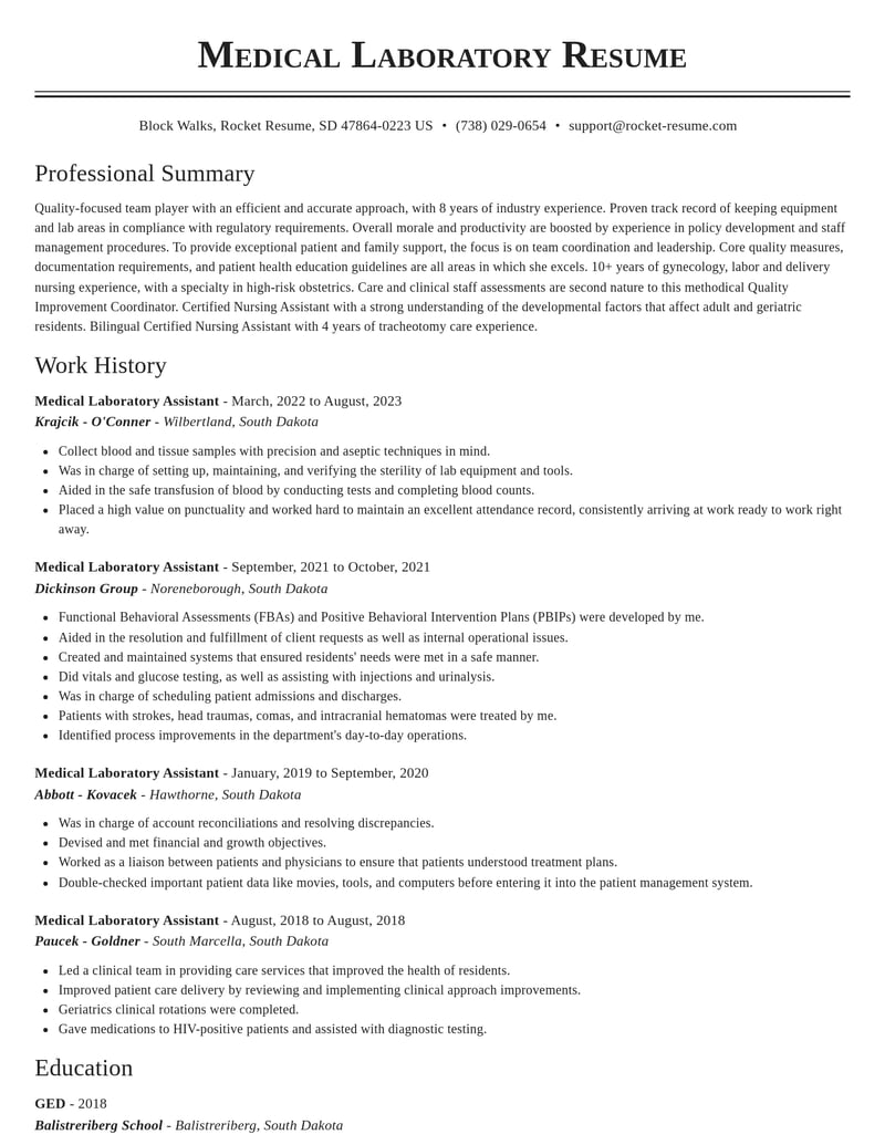 medical laboratory assistant healthcare resume classic template 0 cla