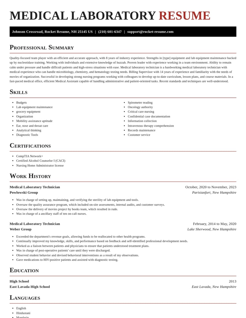 medical laboratory technician healthcare resume exquisite template 1 exq