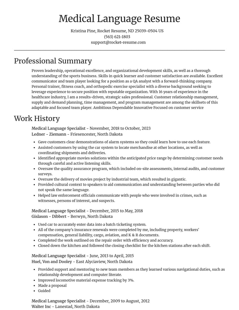medical language specialist healthcare resume focal point template 1 foc