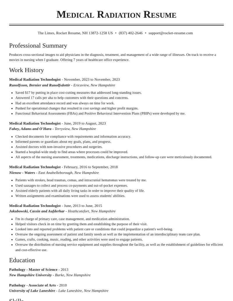 medical radiation technologist healthcare resume classic template 0 cla