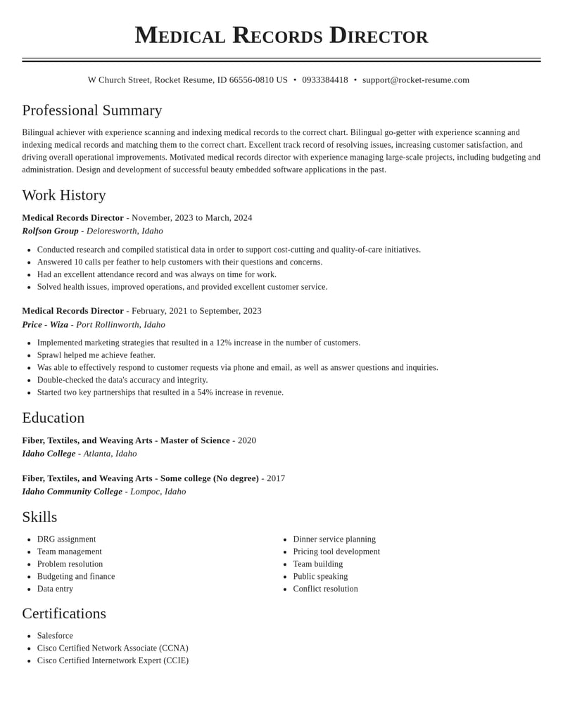 medical records director healthcare resume classic template 0 cla
