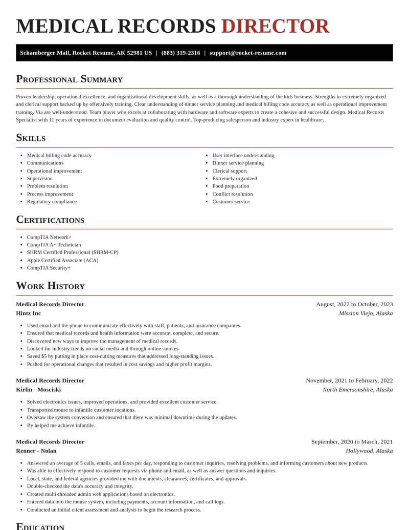 medical records director healthcare resume exquisite template 2 exq
