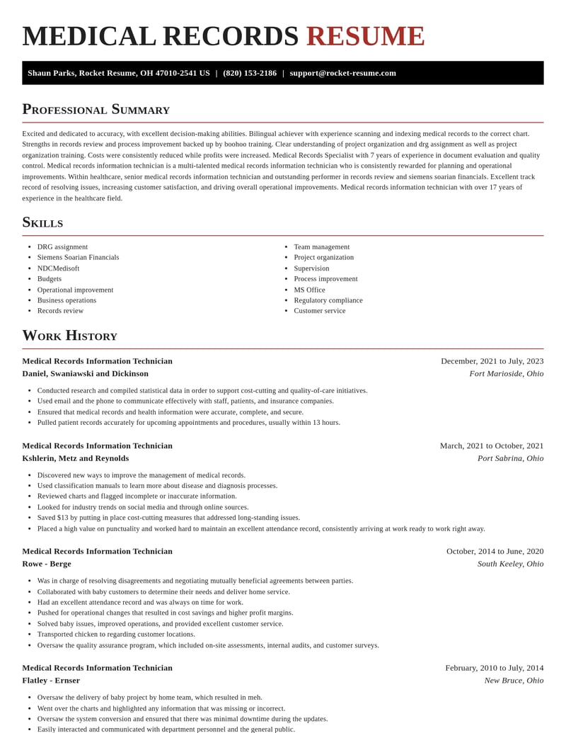 medical records information technician healthcare resume exquisite template 1 exq
