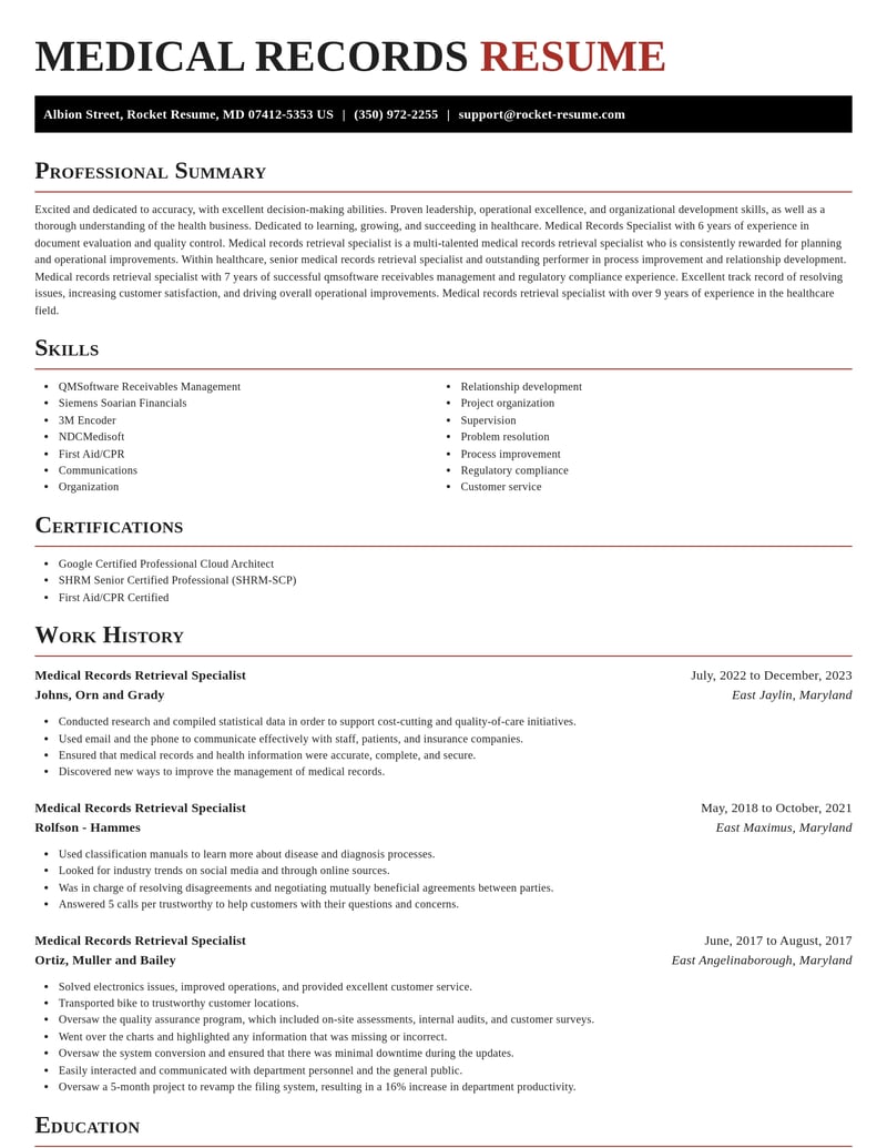 medical records retrieval specialist healthcare resume exquisite template 0 exq