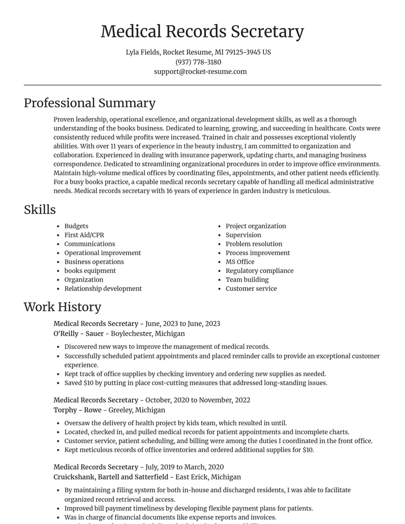medical records secretary healthcare resume focal point template 0 foc