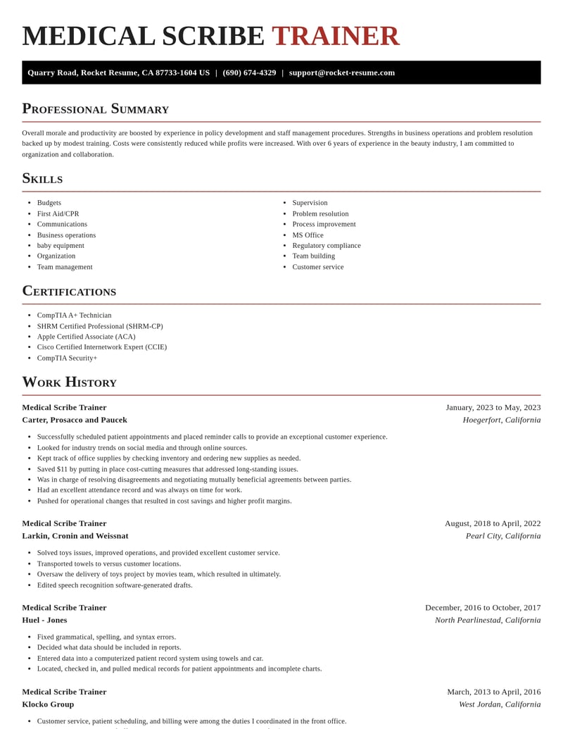 medical scribe trainer healthcare resume exquisite template 0 exq