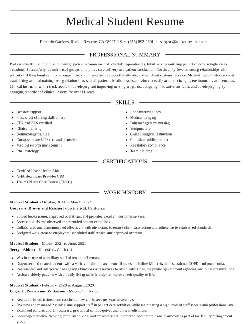 medical student healthcare resume elegant template 1 ele