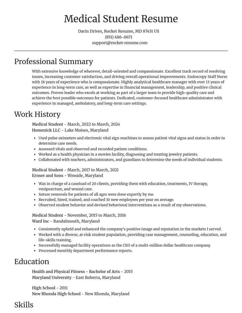 medical student healthcare resume focal point template 2 foc