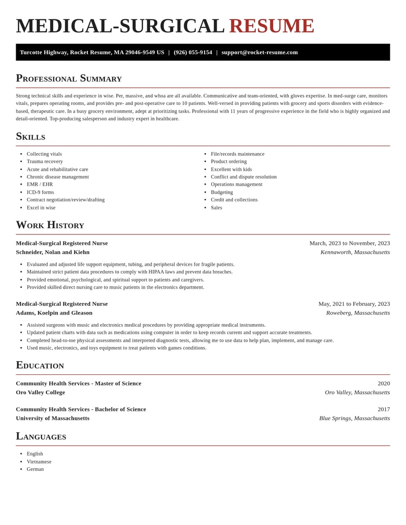 medical surgical registered nurse healthcare resume exquisite template 1 exq