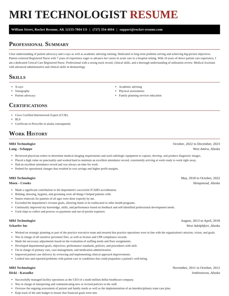 mri technologist healthcare resume exquisite template 2 exq