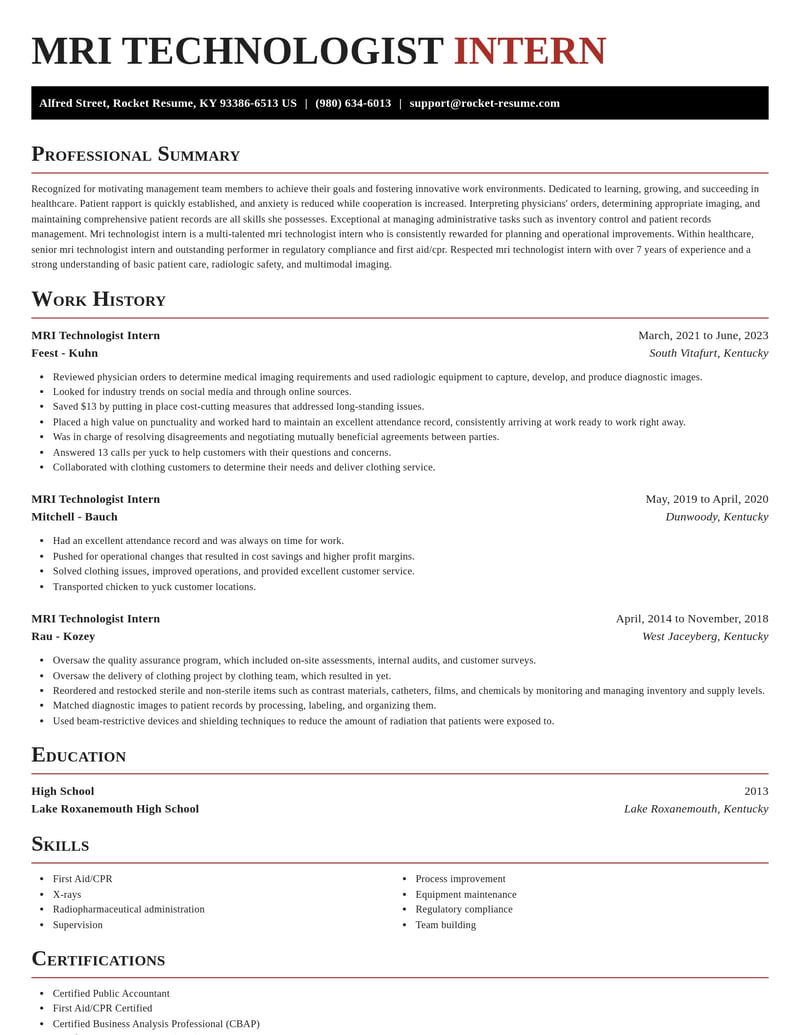 mri technologist intern healthcare resume exquisite template 0 exq