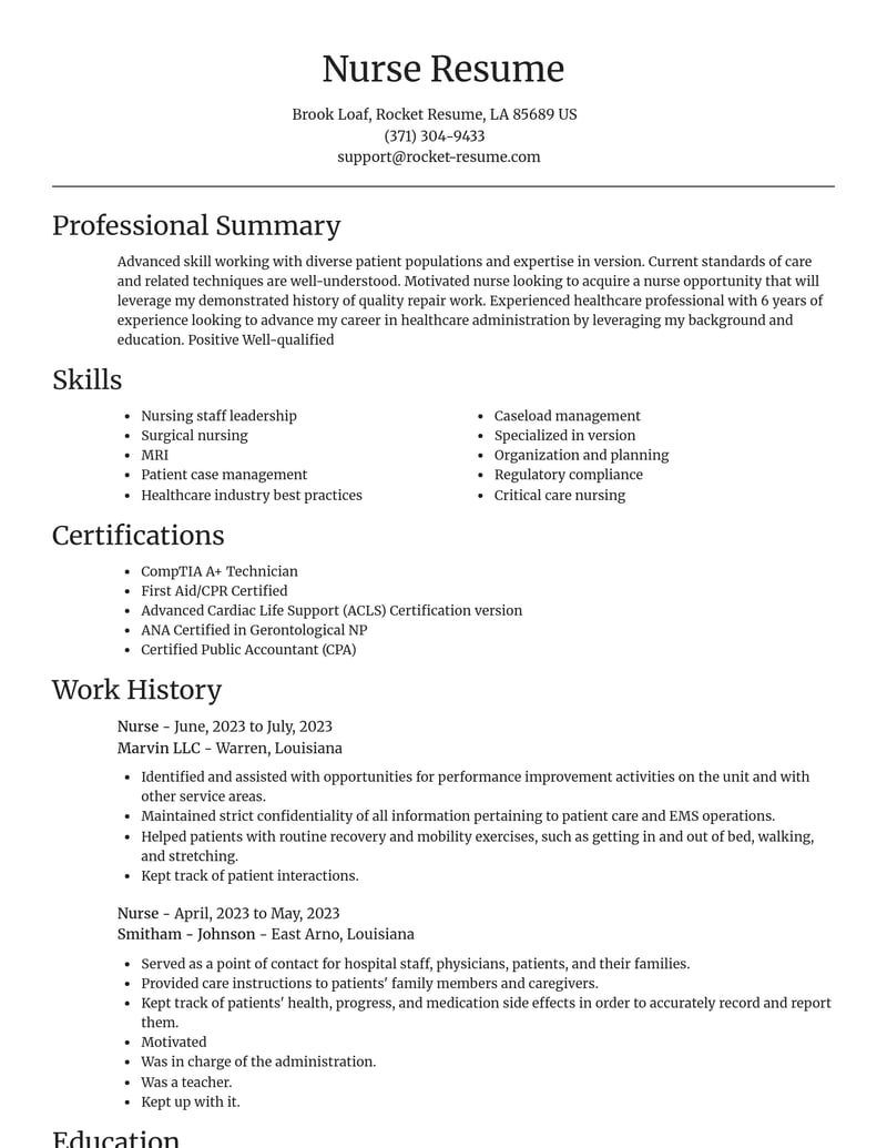 nurse healthcare resume focal point template 0 foc