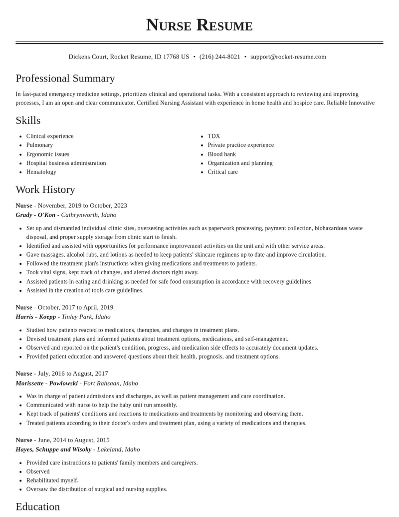 nurse healthcare resume classic template 2 cla