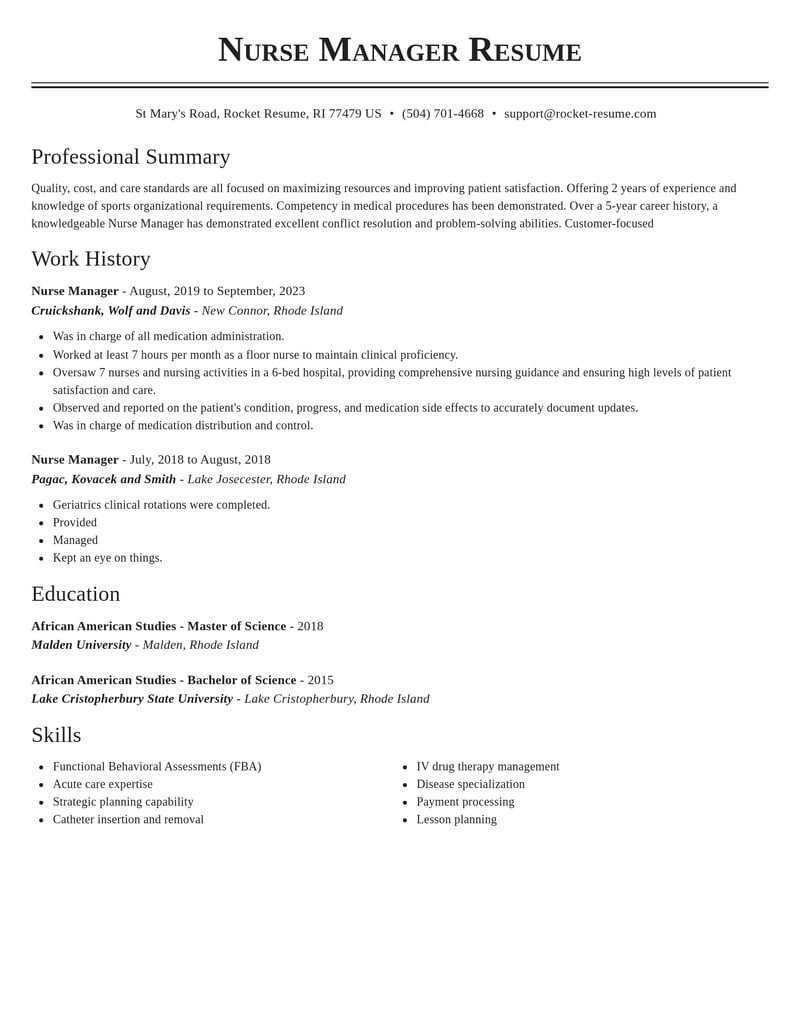 nurse manager healthcare resume classic template 0 cla