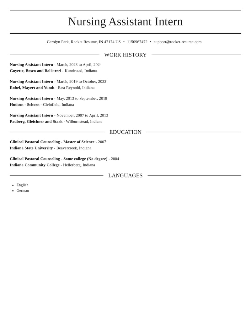nursing assistant intern healthcare resume elegant template 0 ele