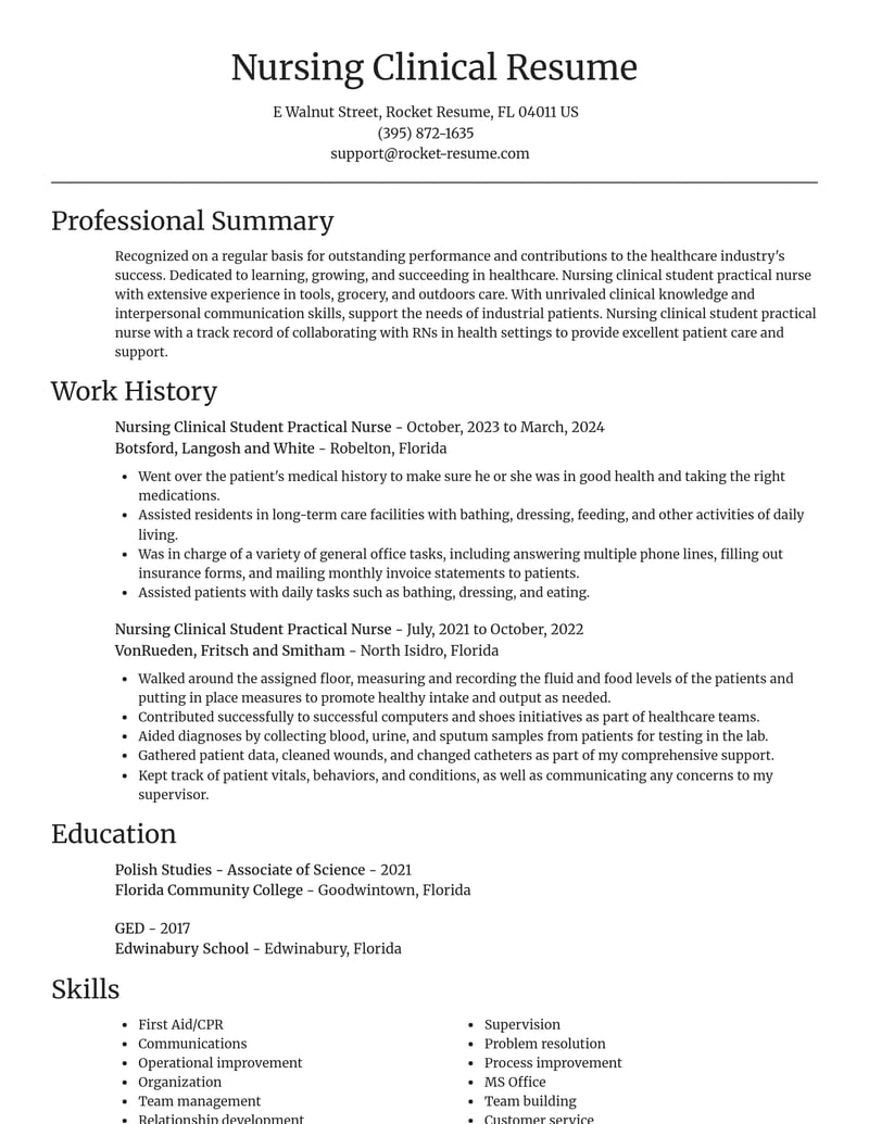 nursing clinical student practical nurse healthcare resume focal point template 0 foc
