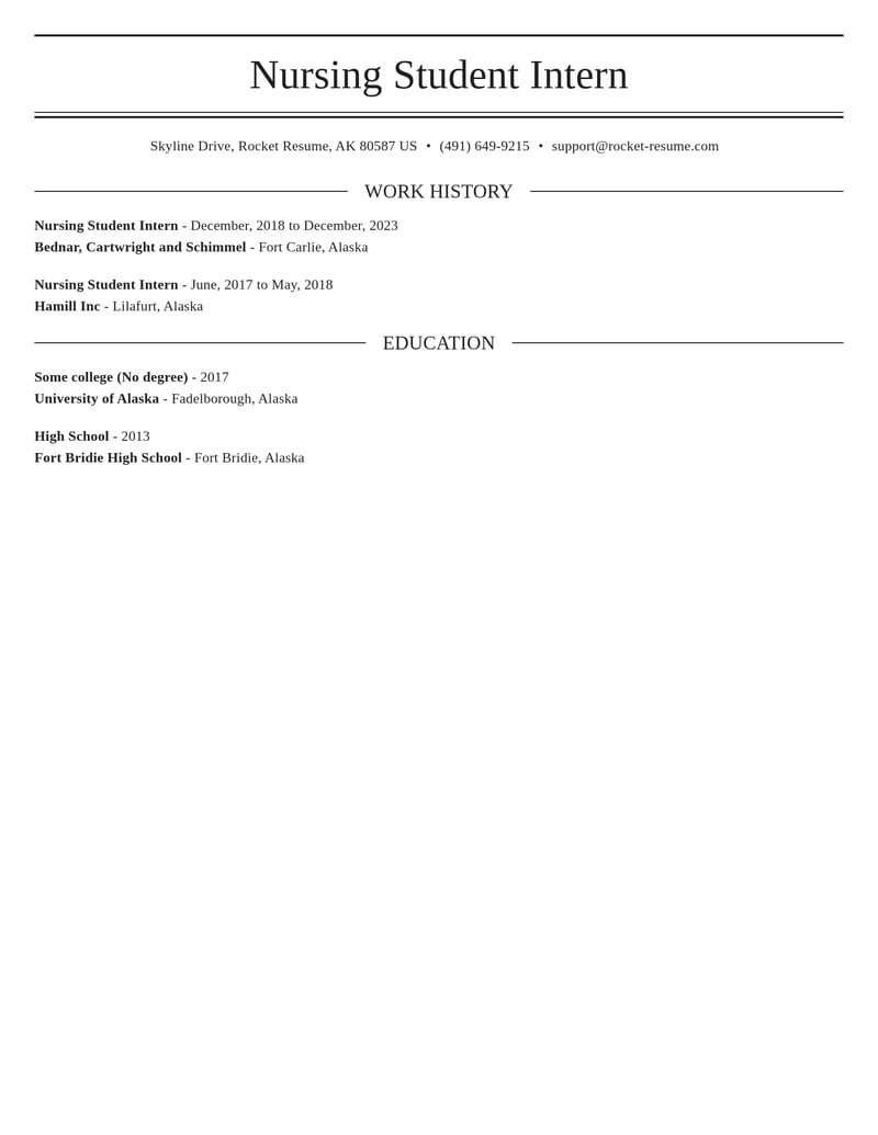 nursing student intern healthcare resume elegant template 2 ele
