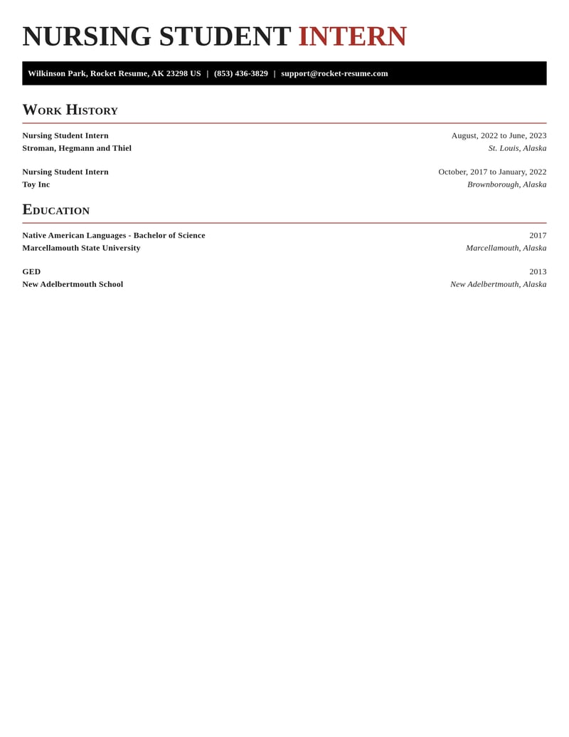 nursing student intern healthcare resume exquisite template 2 exq