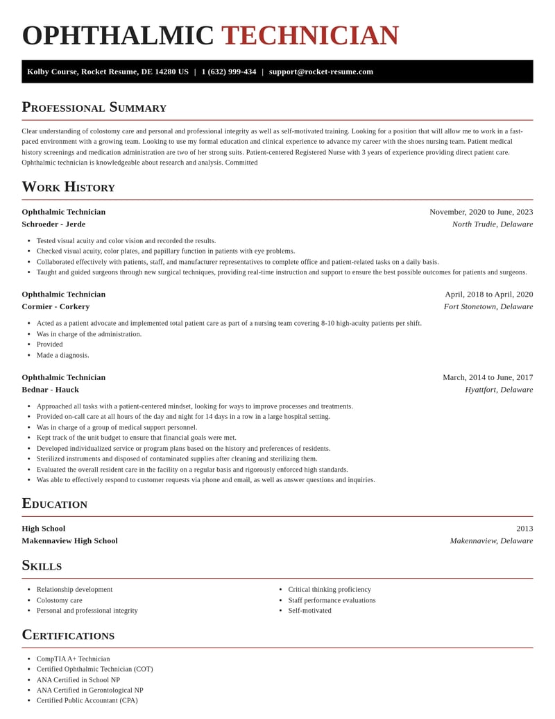 ophthalmic technician healthcare resume exquisite template 2 exq
