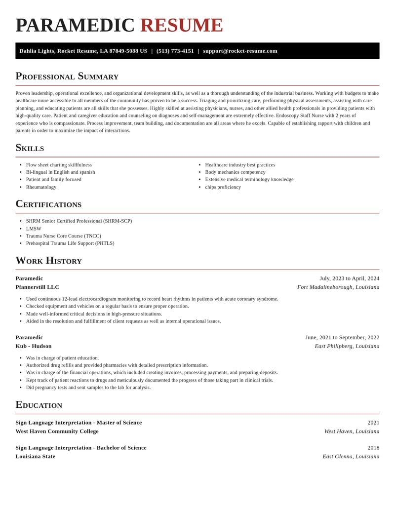 paramedic healthcare resume exquisite template 2 exq