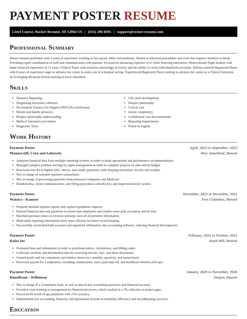 payment poster healthcare resume exquisite template 1 exq