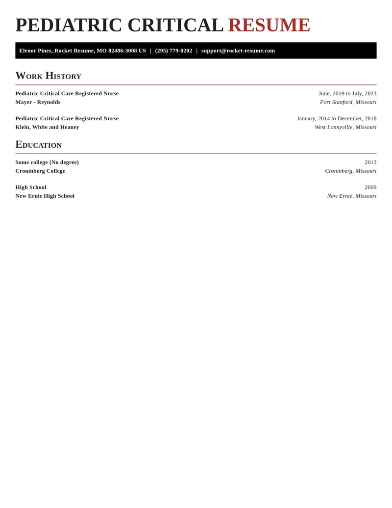 pediatric critical care registered nurse healthcare resume exquisite template 0 exq