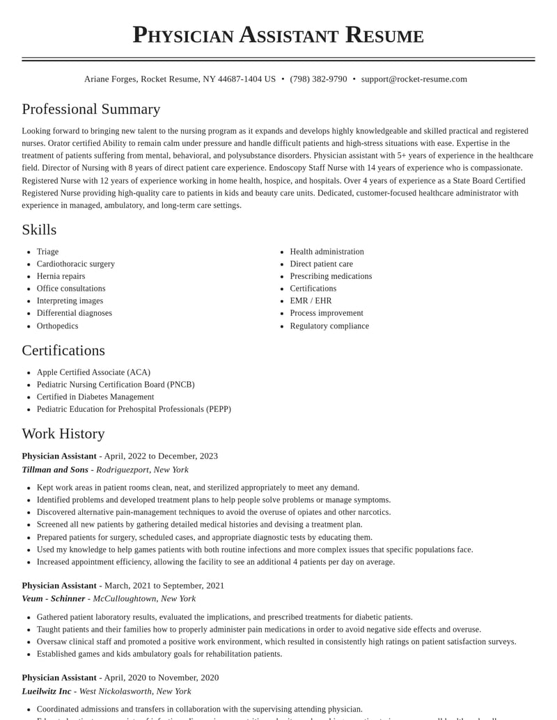 physician assistant healthcare resume classic template 0 cla