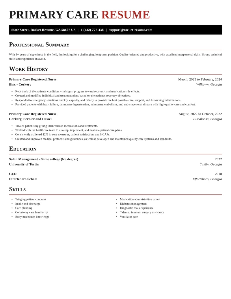 primary care registered nurse healthcare resume exquisite template 2 exq