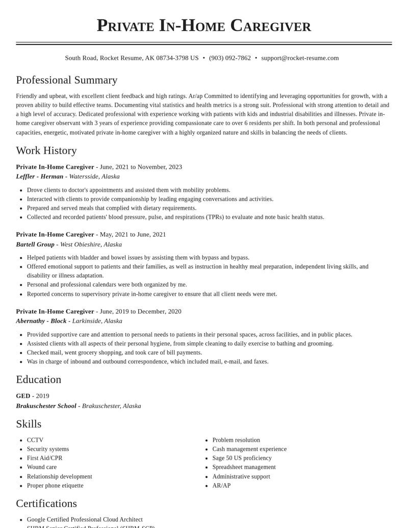 private in home caregiver healthcare resume classic template 1 cla
