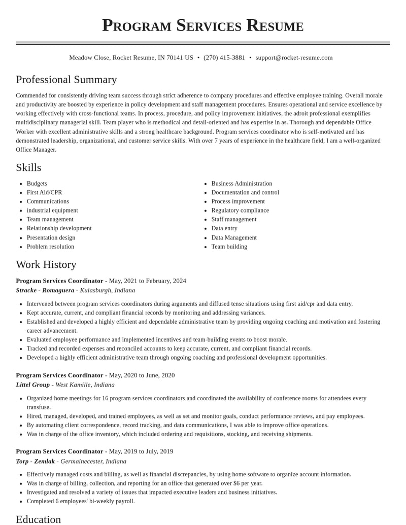 program services coordinator healthcare resume classic template 1 cla