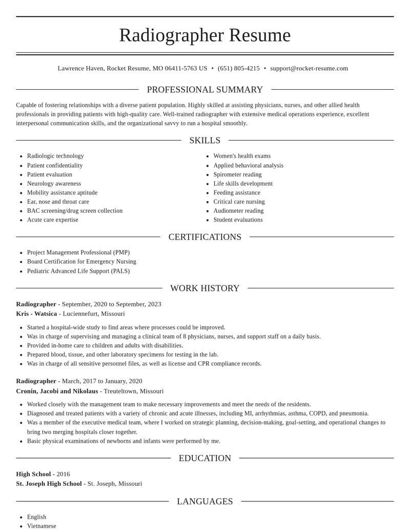 radiographer healthcare resume elegant template 0 ele