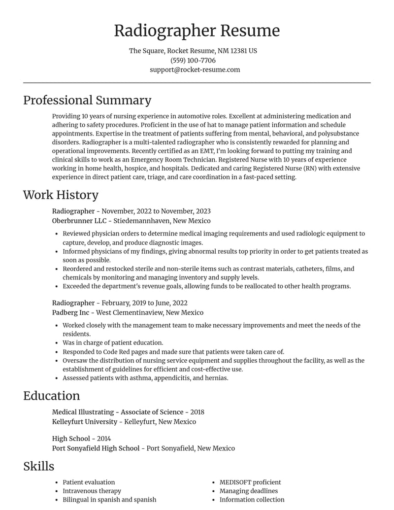 radiographer healthcare resume focal point template 2 foc