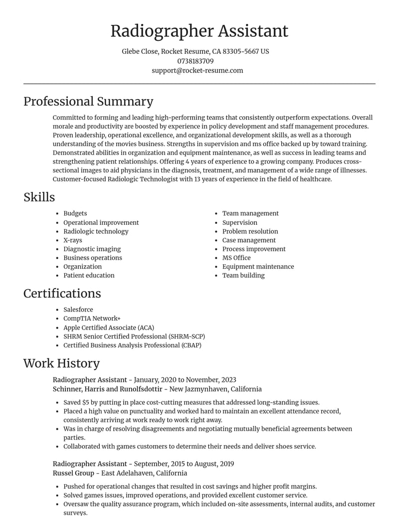 radiographer assistant healthcare resume focal point template 0 foc