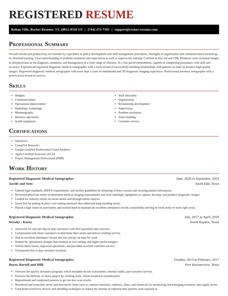 registered diagnostic medical sonographer healthcare resume exquisite template 1 exq