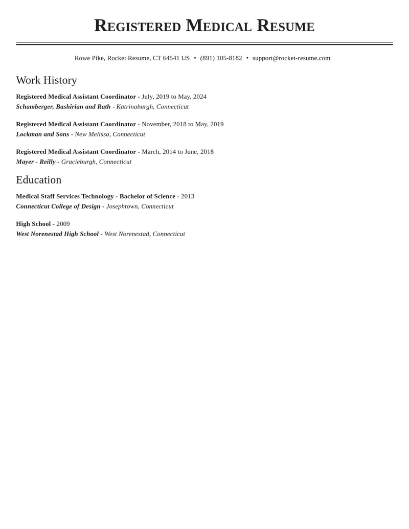 registered medical assistant coordinator healthcare resume classic template 1 cla