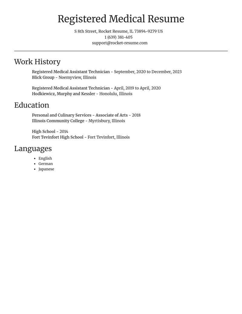 registered medical assistant technician healthcare resume focal point template 1 foc