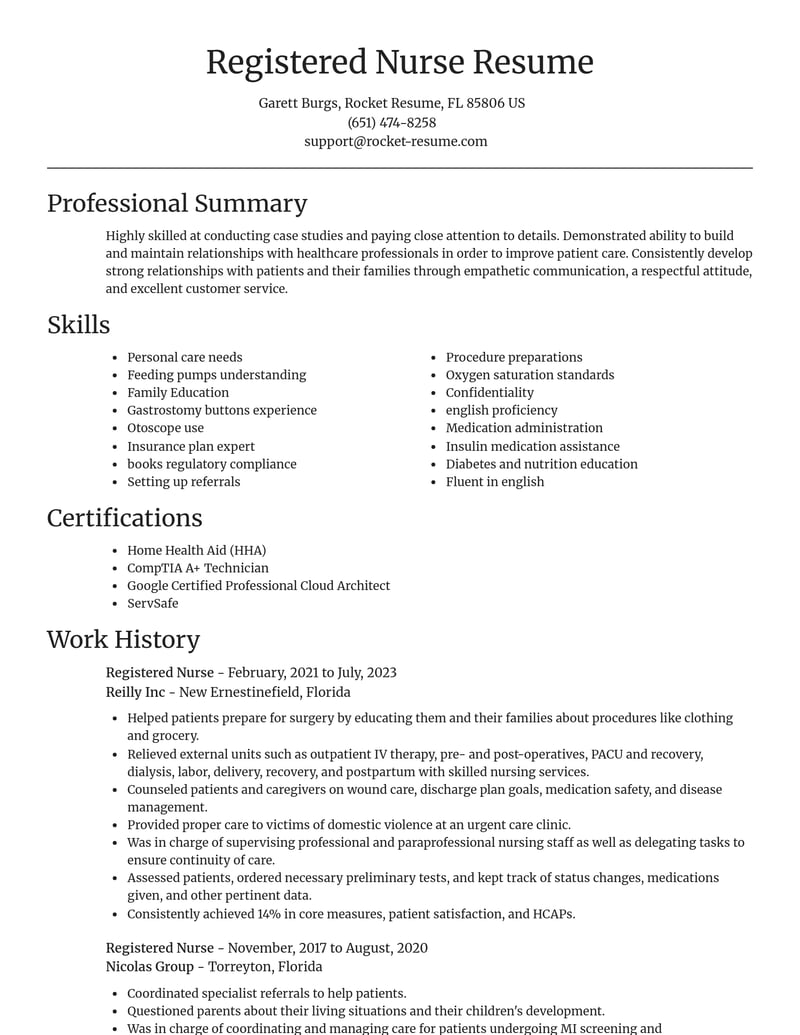 registered nurse healthcare resume focal point template 2 foc